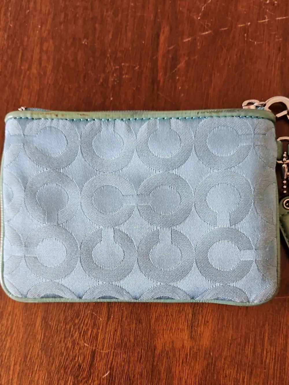 Coach Signature Monogram Wristlet Blue & Green